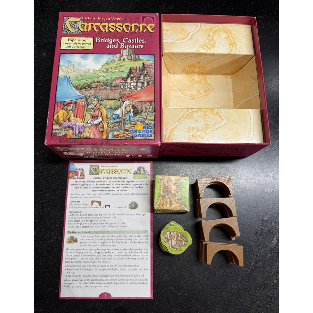 Carcassonne Bridges Castles and Bazaars Expansion Rio Grande Games Complete Used